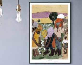 William H Johnson &quot;Cotton Pickers&quot; Print: Vintage African American Art (Digital Download) 3711