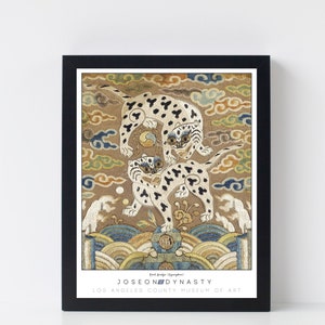 Abstract Korean Wall Art Print  Joseon Dynasty Two Tigers Rank Badge Asian Art Digital Download Affordable Art One Piece Poster 3830