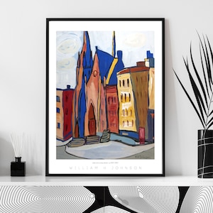 Vintage African American Art | Church on Lenox Avenue | William H Johnson | Landscape Digital Art | Black Artist Prints | 3659