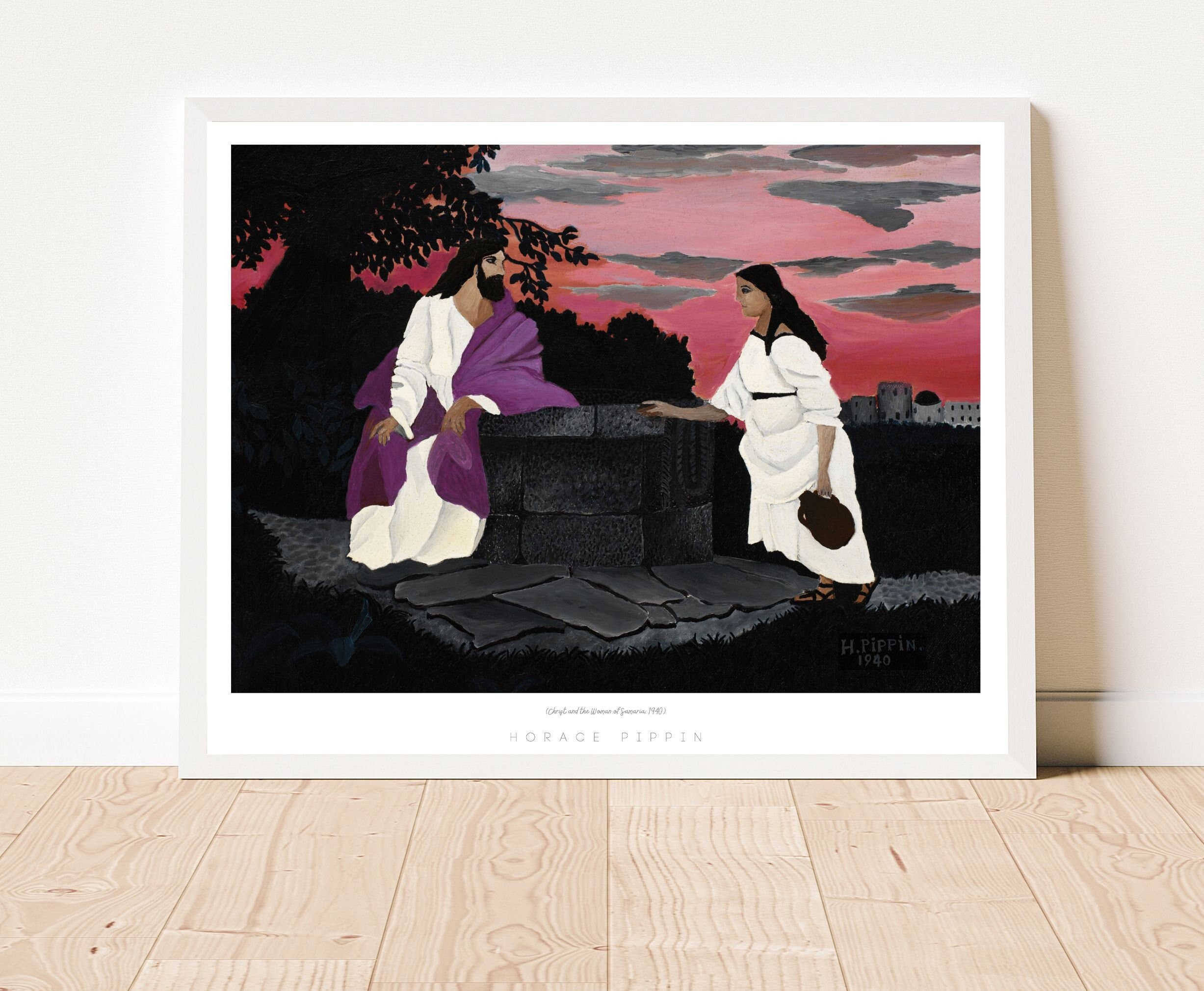 Vintage African American Art | Christ & The Woman of Samaria | Horace Pippin | Black Wall Art | Black Digital Art | Black Artist Print 3701