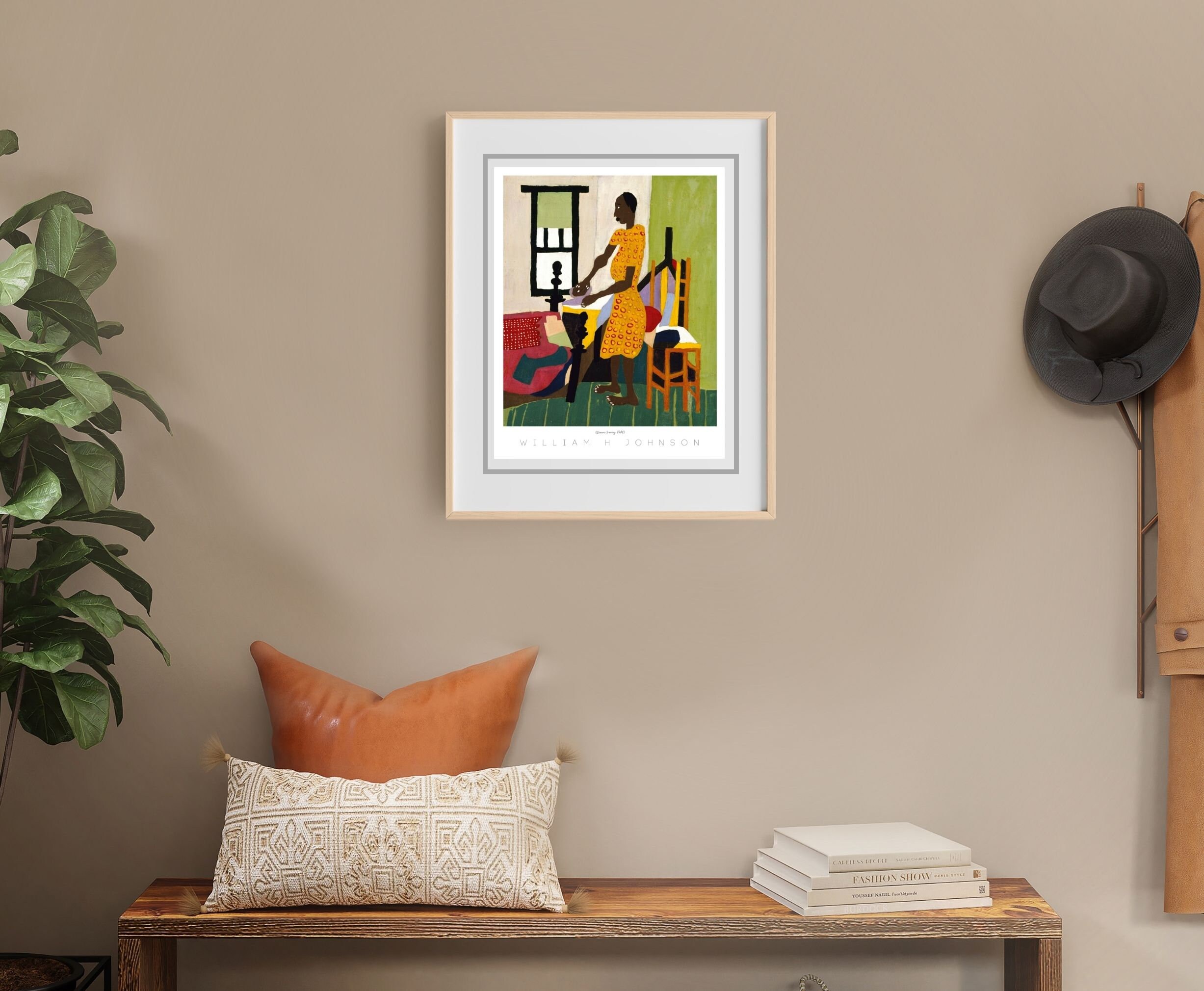 Vintage African American Art Folk Art Prints Gallery Wall Set Black