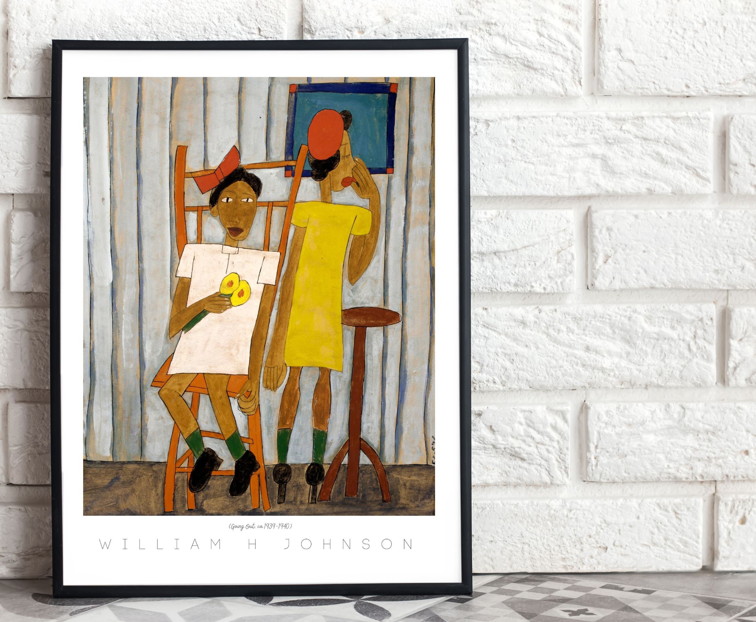 Vintage African American Art Going Out William H Johnson Black Girl