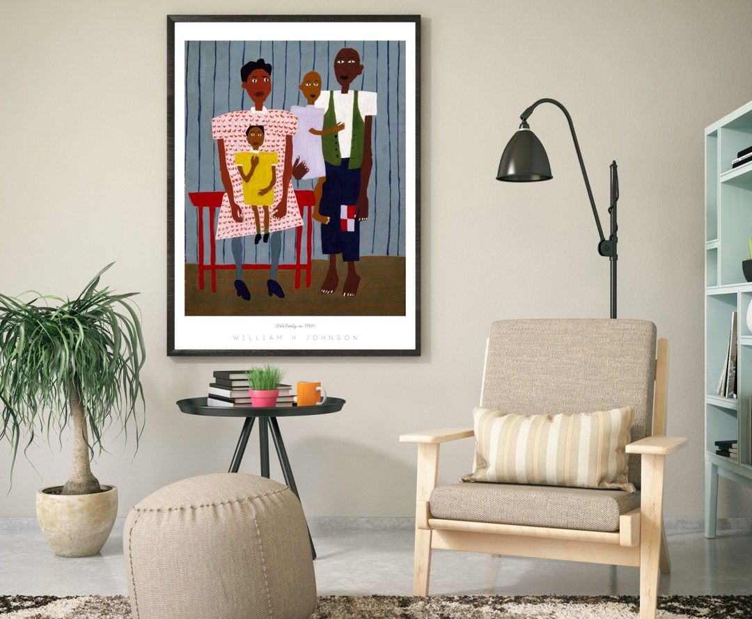 Vintage African American Art Folk Family William H Johnson Black Family