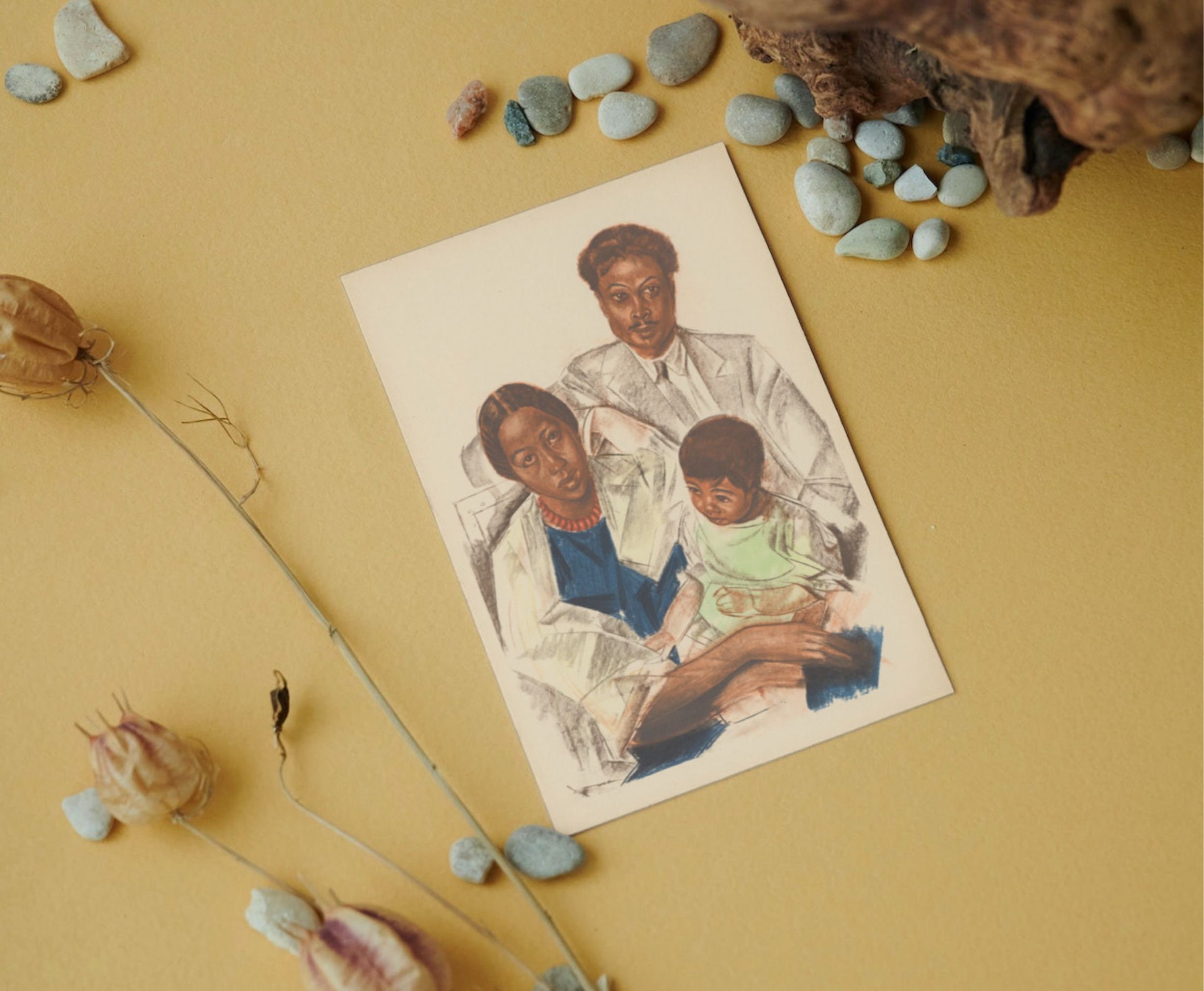 Vintage African American Art Family Portrait Black Woman Wall Art Black