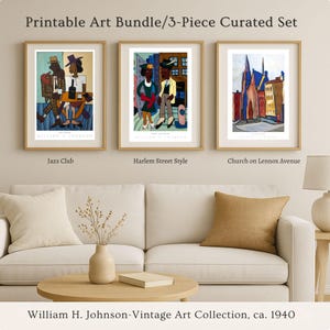 William H. Johnson Printable Art Set| Harlem Renaissance Wall Decor| Vintage Folk Art Bundle| Digital Download Set of 3 Book Nook Decor 3971
