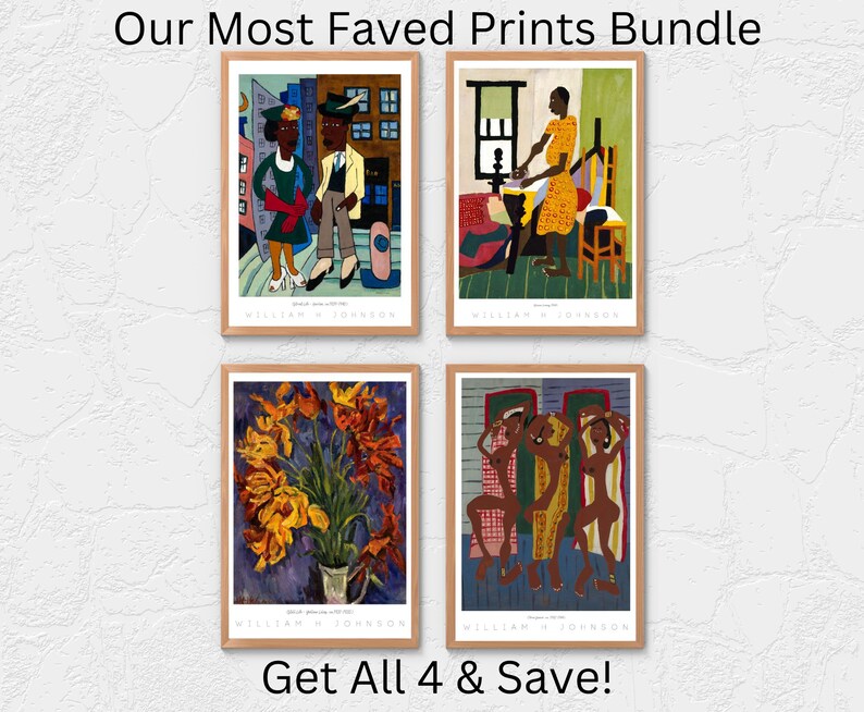Vintage African American Art Folk Art Prints Gallery Wall Set Etsy