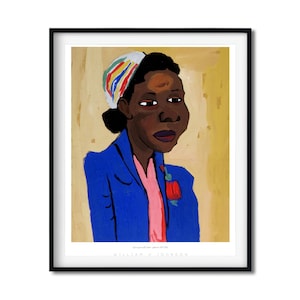 William H. Johnson Black Woman Wall Art Portrait in Vibrant Colors Digital Download Folk Art Black Artist Home Office Book Shelf Decor 3709