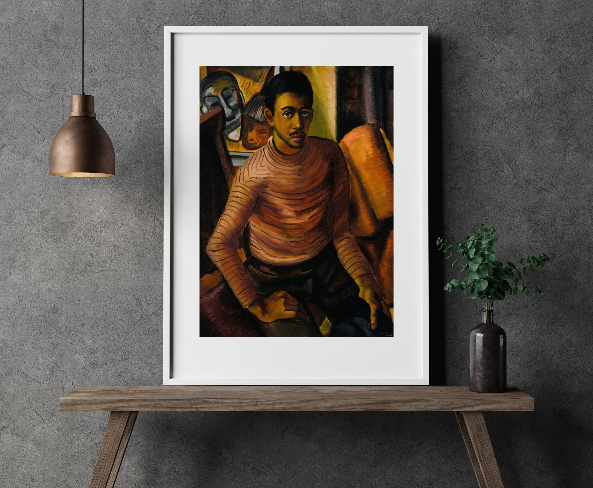 Vintage African American Art 1930s Oil Painting Black Man Self Portrait