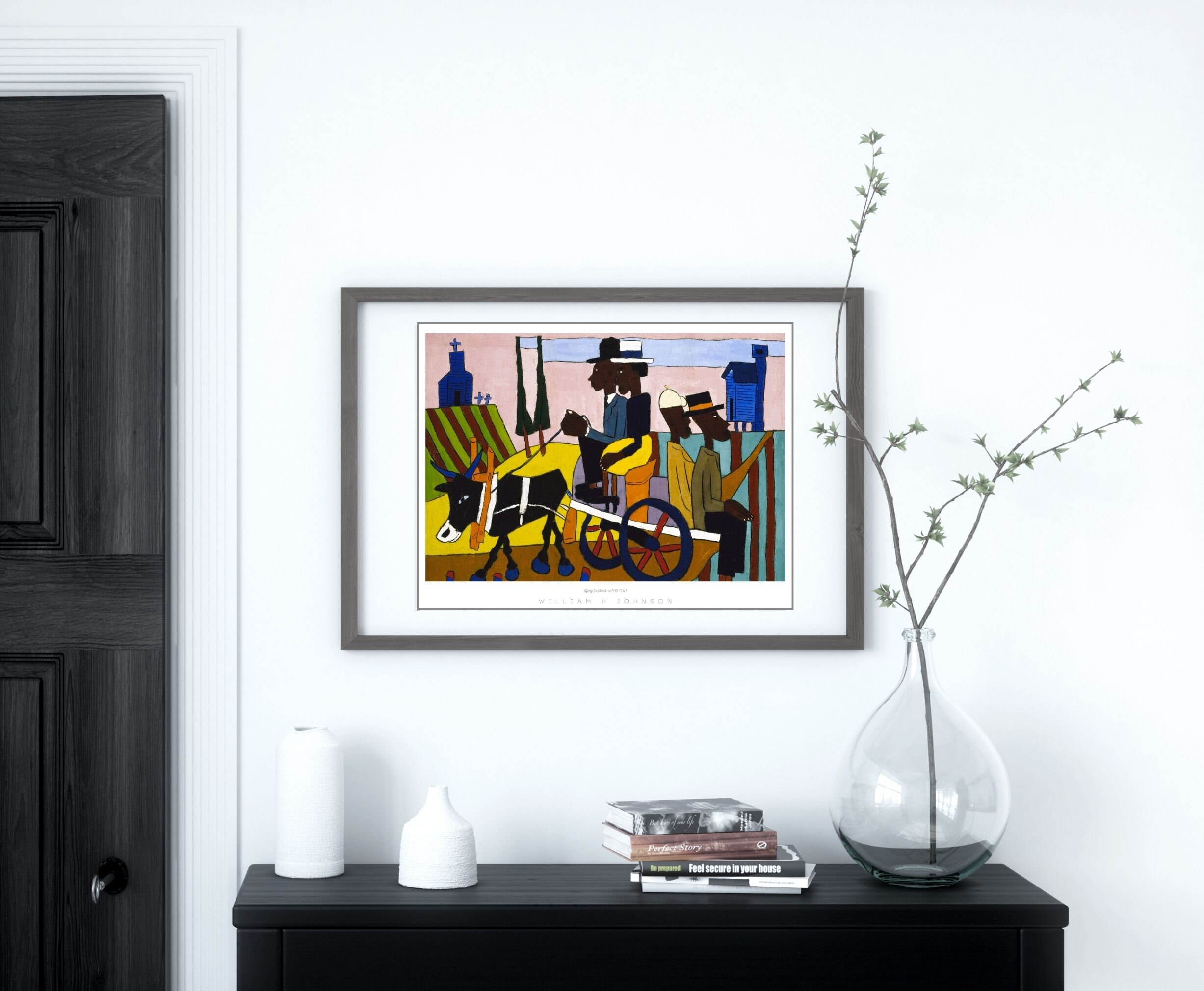 Vintage African American Art Going to Church William H Johnson Oil