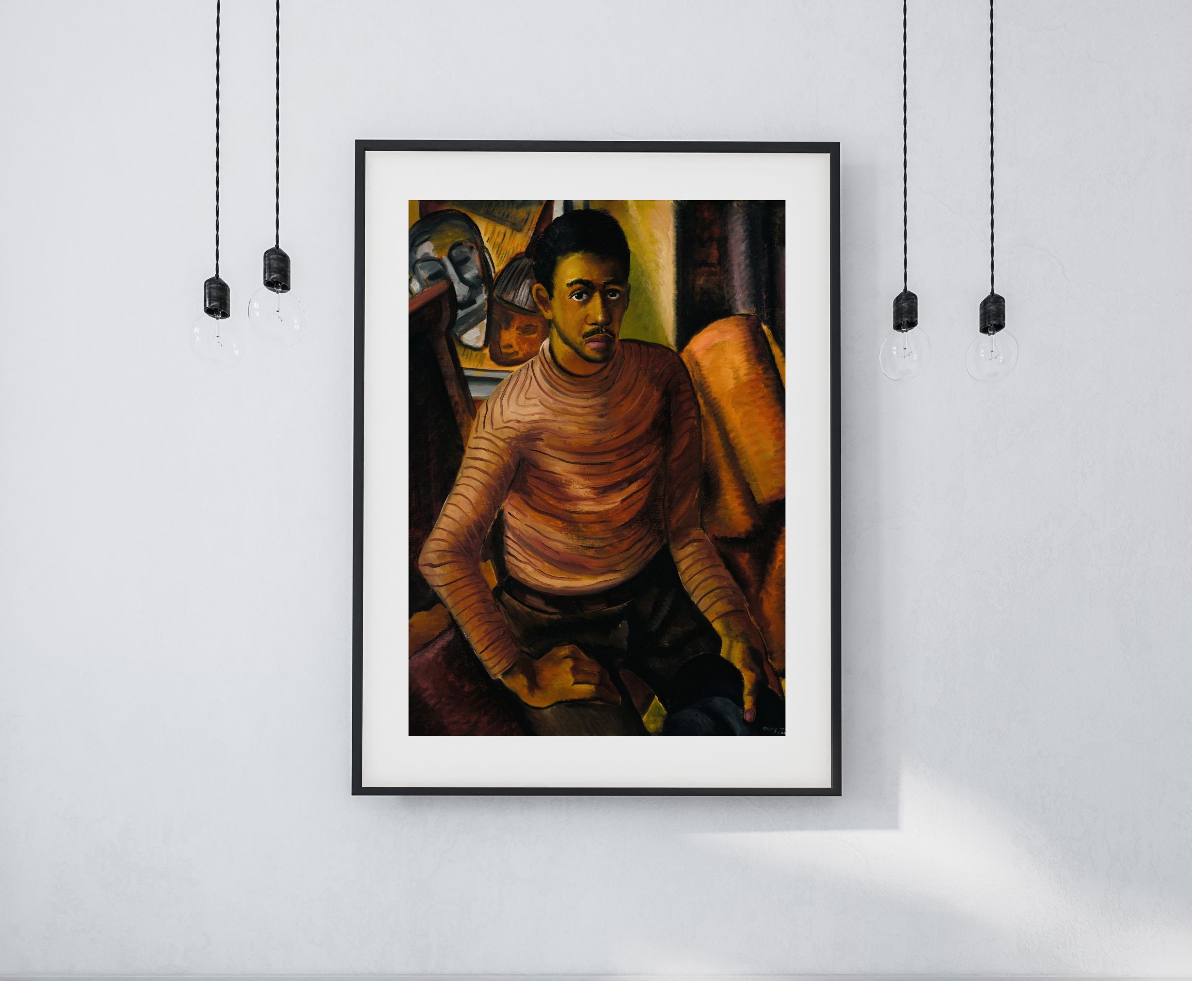 Vintage African American Art 1930s Oil Painting Black Man Self Portrait