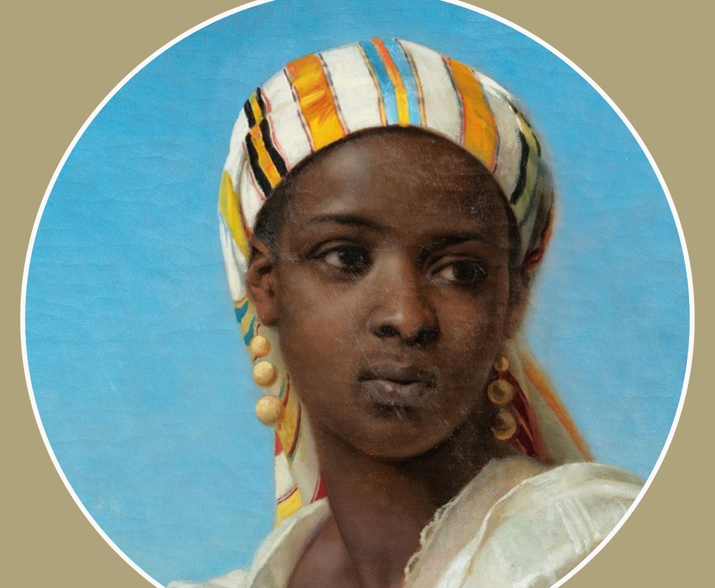 Vintage Portrait Painting Black Man Black Woman Wall Art African