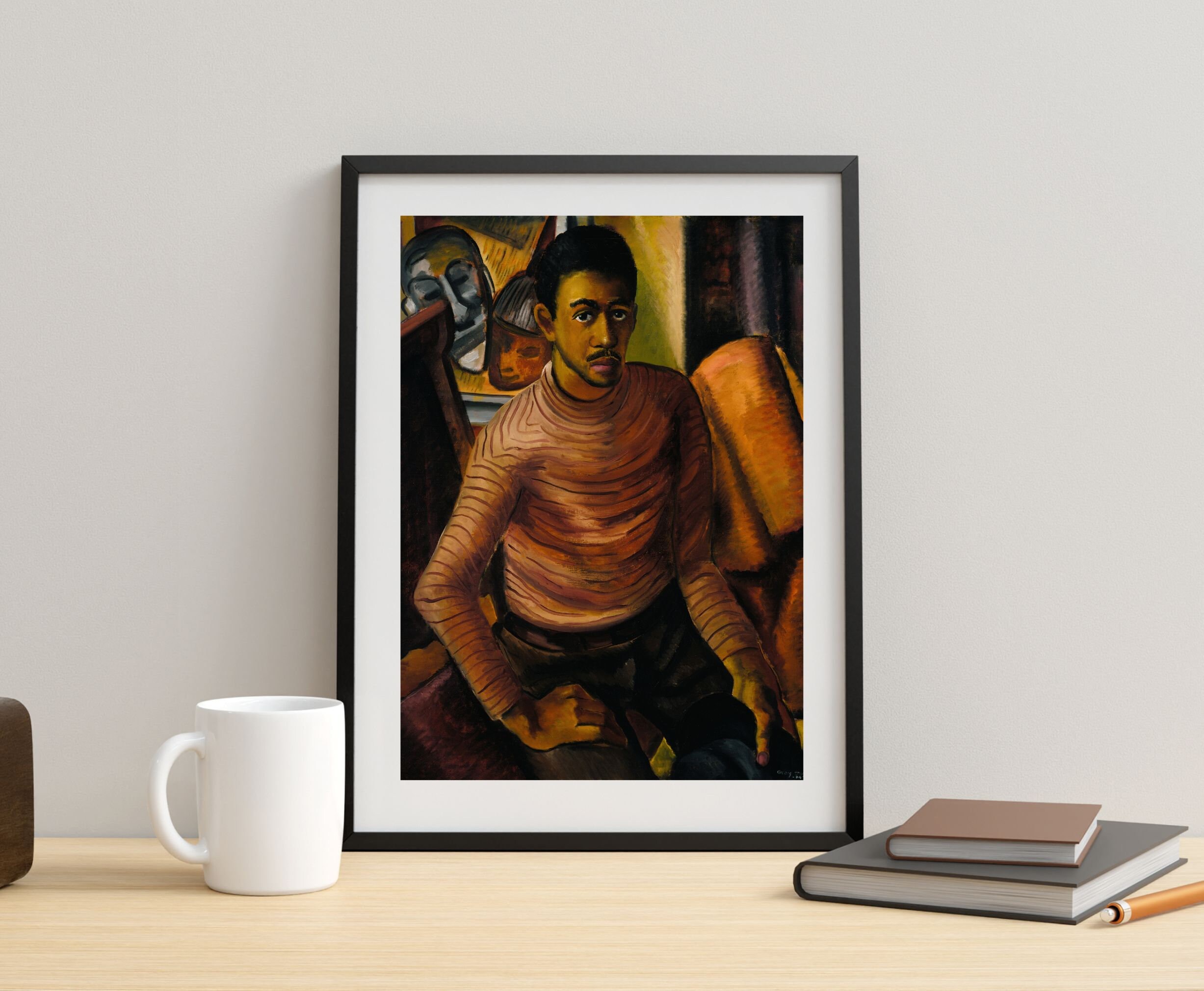 Vintage African American Art 1930s Oil Painting Black Man Self Portrait