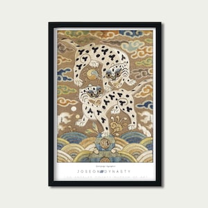Abstrakte Wand Kunst Druck Joseon-Dynastie Zwei Tiger Rank Abzeichen Asiatische Kunst Digital Download Erschwingliche Kunst One Piece Poster 3830