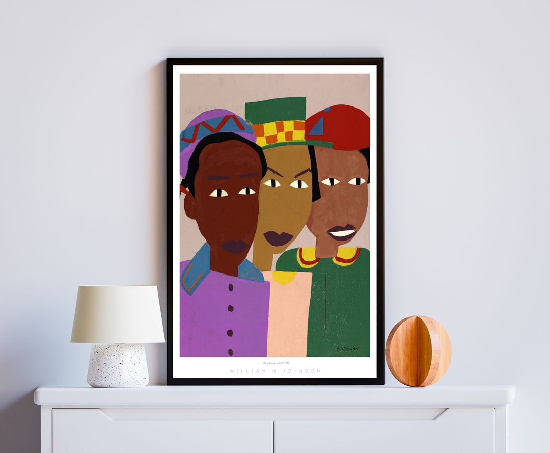 Vintage African American Art Three Friends William H Johnson Black Girl