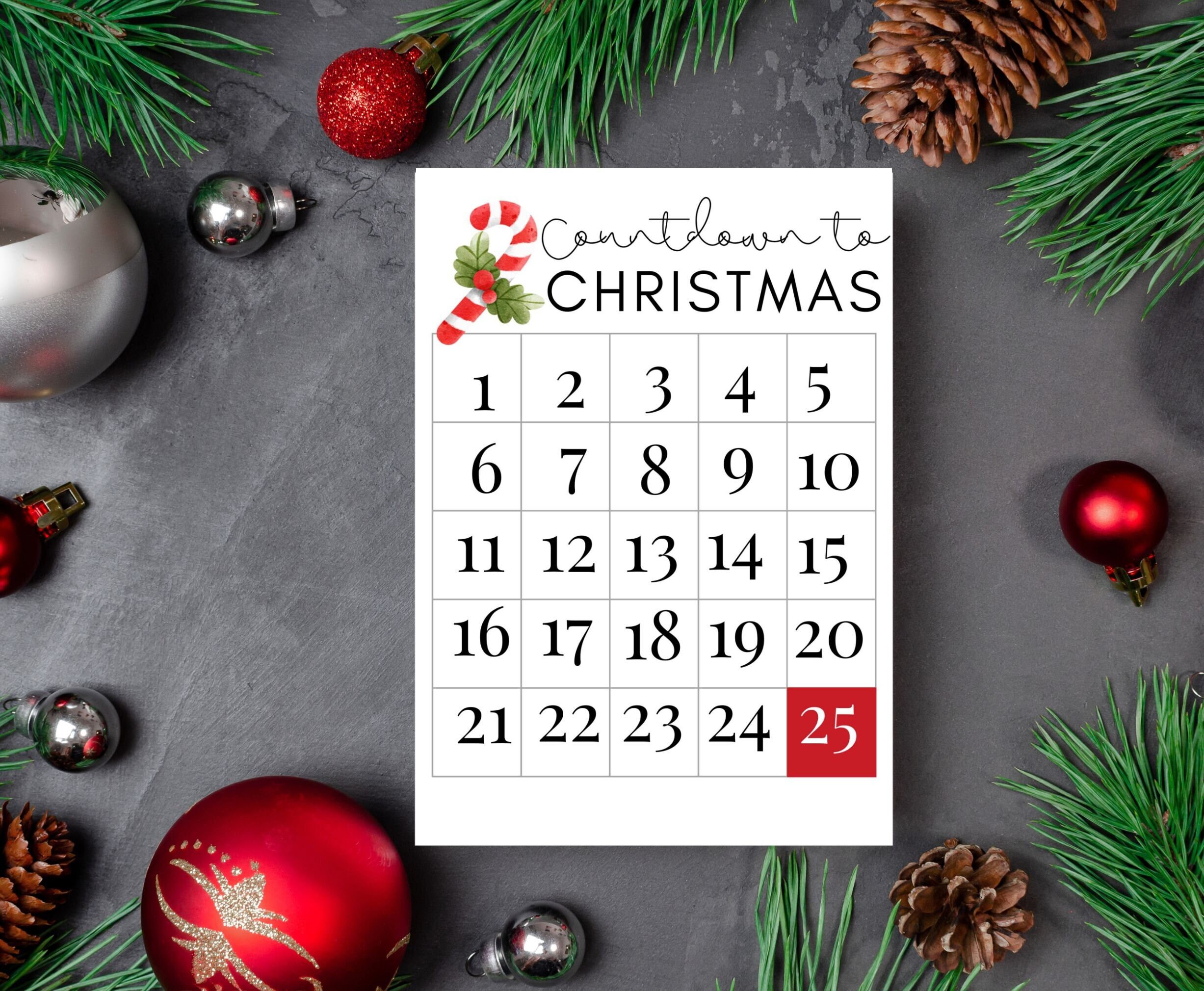Christmas Countdown Countdown Calendar Christmas Printable - Etsy