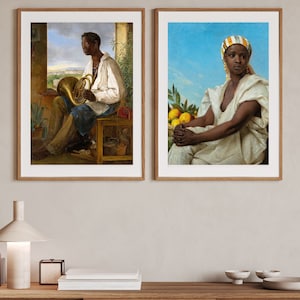 Vintage Portrait Painting Black Man Black Woman Wall Art African Americana Prints Gallery Wall Art Set Vintage Affordable Wall Art 3778