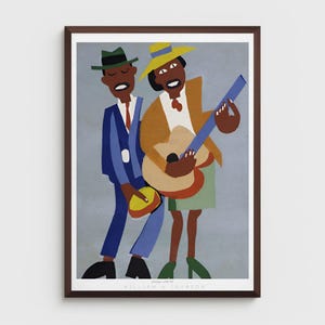 Vintage African American Wall Art Black Americana Blind Singer by William H Johnson Black Artist Prints Digital Black Art Downloadable 3904