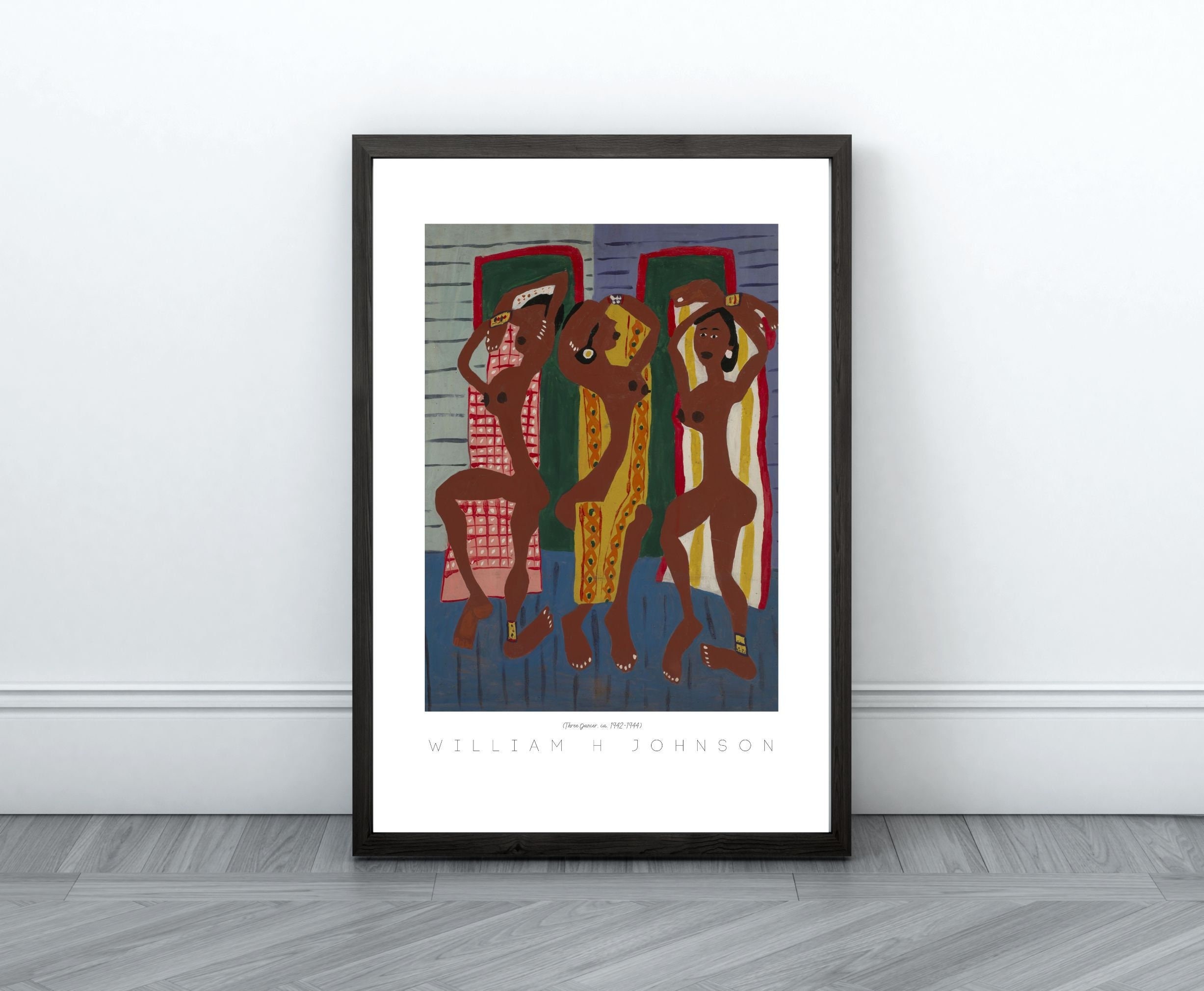 Vintage African American Art Three Dancers William H Johnson Black