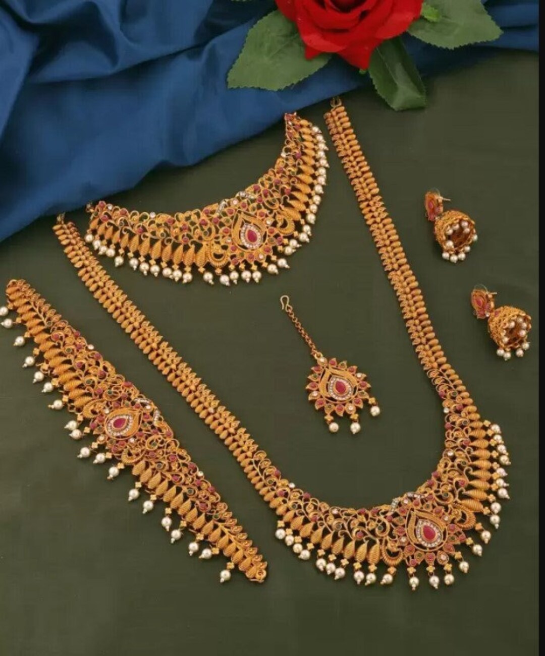 Indian Wedding Jewellery Set Alloy Goldplated Jewel Set Etsy