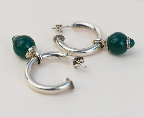 Green charm hoops silver, basic medium chunky c h… - image 8