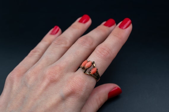 Faux coral ring GF sz 6 3/4 US, elegant accent ri… - image 3