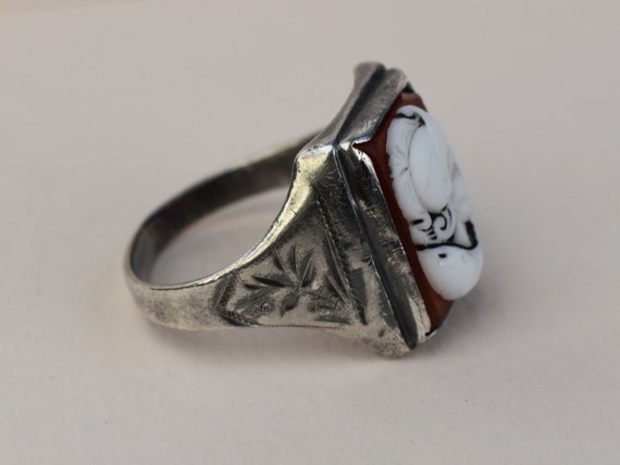 Roman cameo ring for men, massive 925 sterling si… - image 3