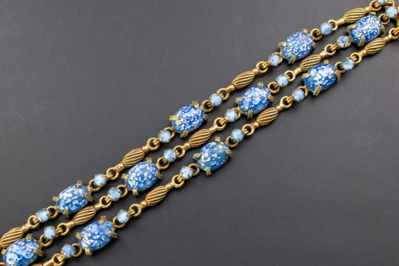 Statement multi layer chain bracelet, blue crysta… - image 9