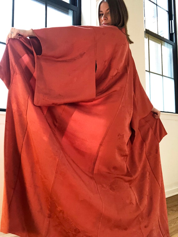 Pure silk authentic Japanese kimono maxi, long tr… - image 7