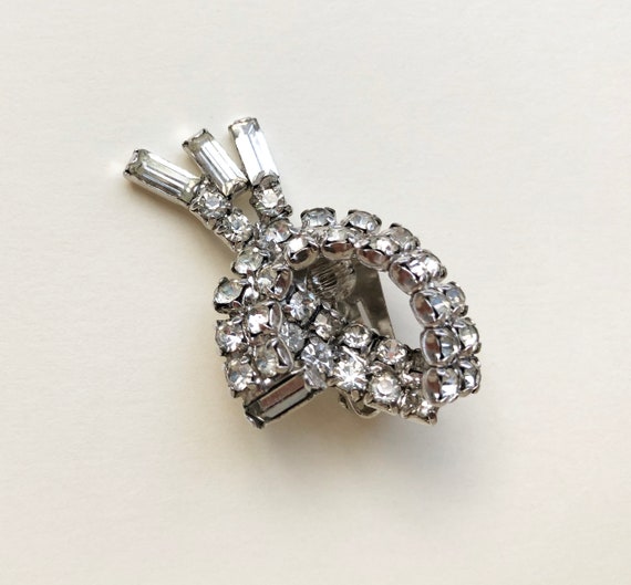 Large rhinestone earring stud, fancy vintage crys… - image 3
