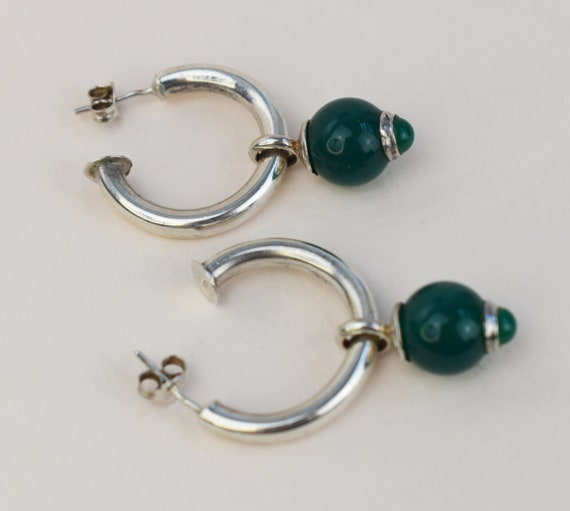 Green charm hoops silver, basic medium chunky c h… - image 5