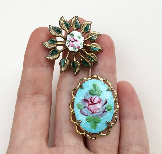 Guilloche enamel brooch, cute little lapel pin, s… - image 6