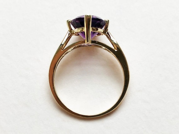 Amethyst ring gold, large purple stone crystal co… - image 8