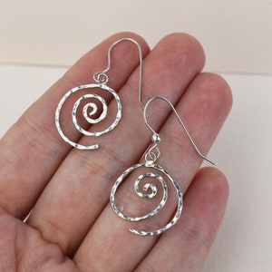 Spiral curl earrings sterling silver, abstract avant garde wave earrings, funny vacation jewelry, summer beach earrings, cute gift for women