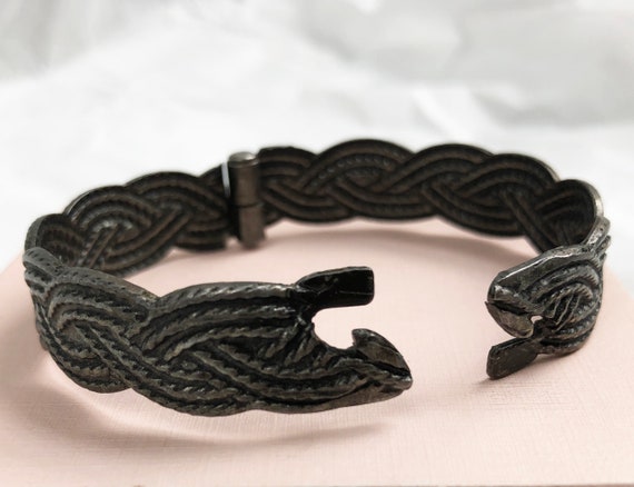 Dark metal rustic bangle, wicker bracelet bangle,… - image 6