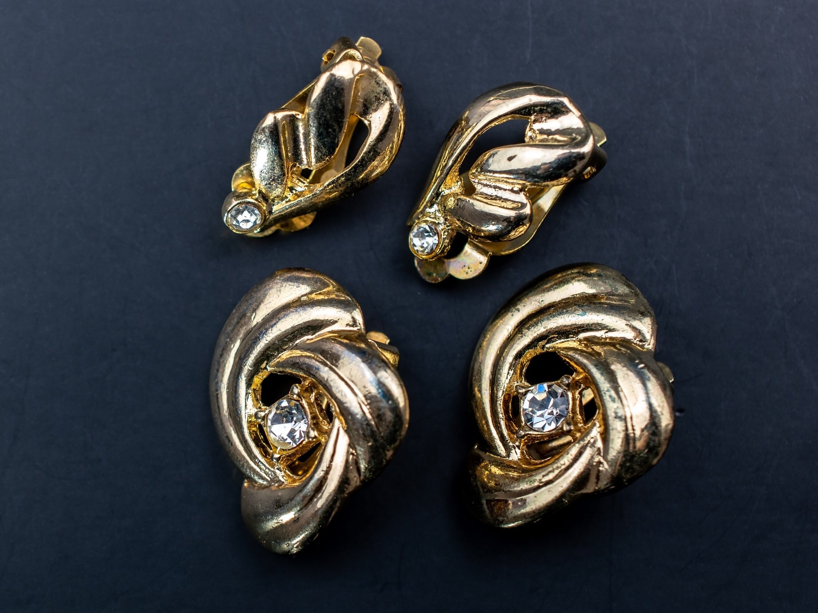 Orecchini A Clip Vintage CLASSYZINT In Ottone Con Finitura Oro Spazzolato – Geometrici E Fatti A Mano, Regalo In Sacchetto Di Velluto