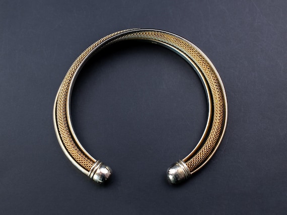 Mesh open bangle sterling silver, basic accent st… - image 1