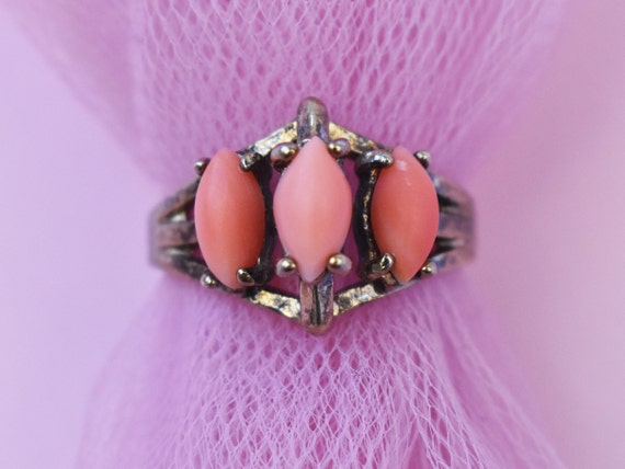 Faux coral ring GF sz 6 3/4 US, elegant accent ri… - image 1