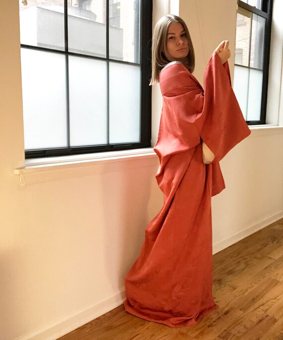 Pure silk authentic Japanese kimono maxi, long tr… - image 3