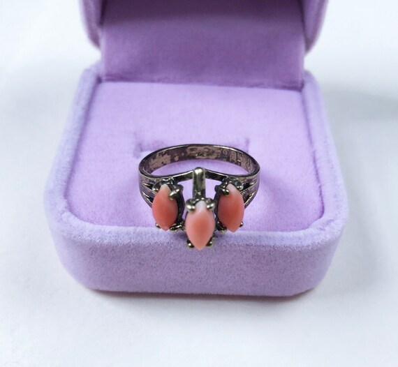 Faux coral ring GF sz 6 3/4 US, elegant accent ri… - image 5