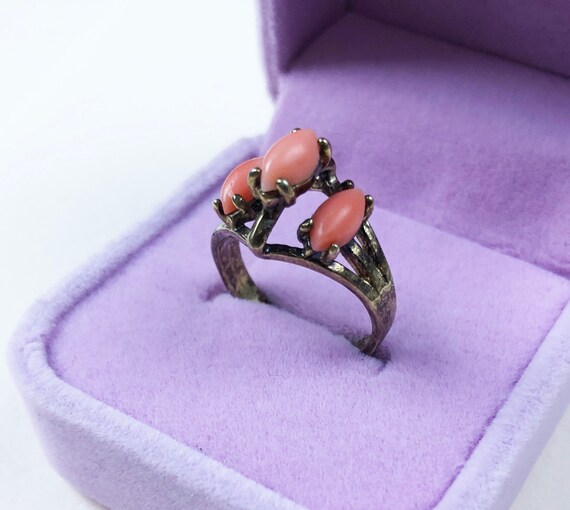 Faux coral ring GF sz 6 3/4 US, elegant accent ri… - image 4