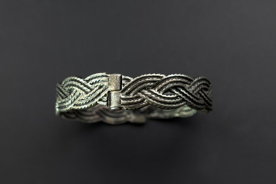 Dark metal rustic bangle, wicker bracelet bangle,… - image 5
