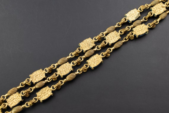 Statement multi layer chain bracelet, blue crysta… - image 8