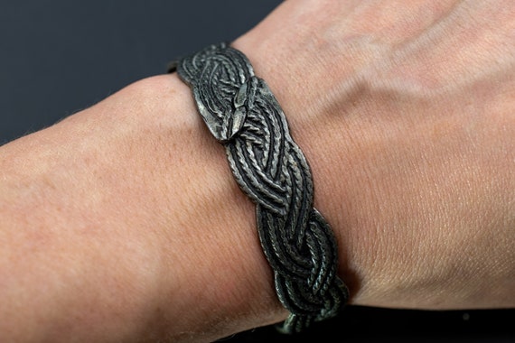 Dark metal rustic bangle, wicker bracelet bangle,… - image 2