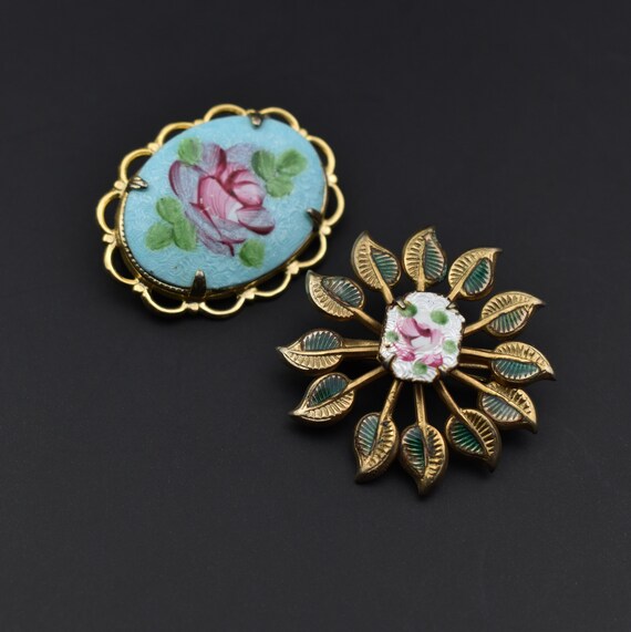 Guilloche enamel brooch, cute little lapel pin, s… - image 4
