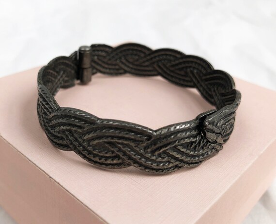 Dark metal rustic bangle, wicker bracelet bangle,… - image 7