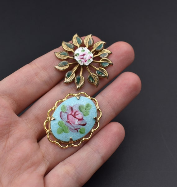Guilloche enamel brooch, cute little lapel pin, s… - image 3