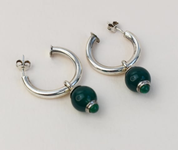 Green charm hoops silver, basic medium chunky c h… - image 9
