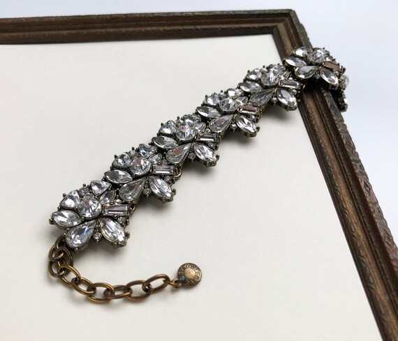 Flower crystal bracelet for women, wide statement… - image 4