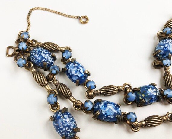 Statement multi layer chain bracelet, blue crysta… - image 5