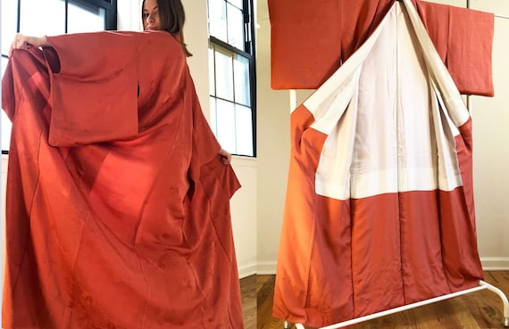 Pure silk authentic Japanese kimono maxi, long tr… - image 1